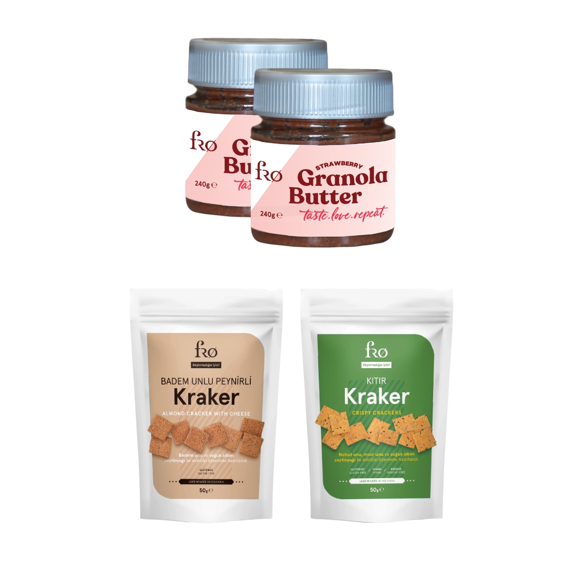 FRO%204’lü%20-%202x%20Granola%20Butter%20Çilek,%20Kıtır%20Kraker,%20Badem%20Unlu%20Peynirli%20Kraker%20Paketi%20Sağlıklı%20Atıştırmalık