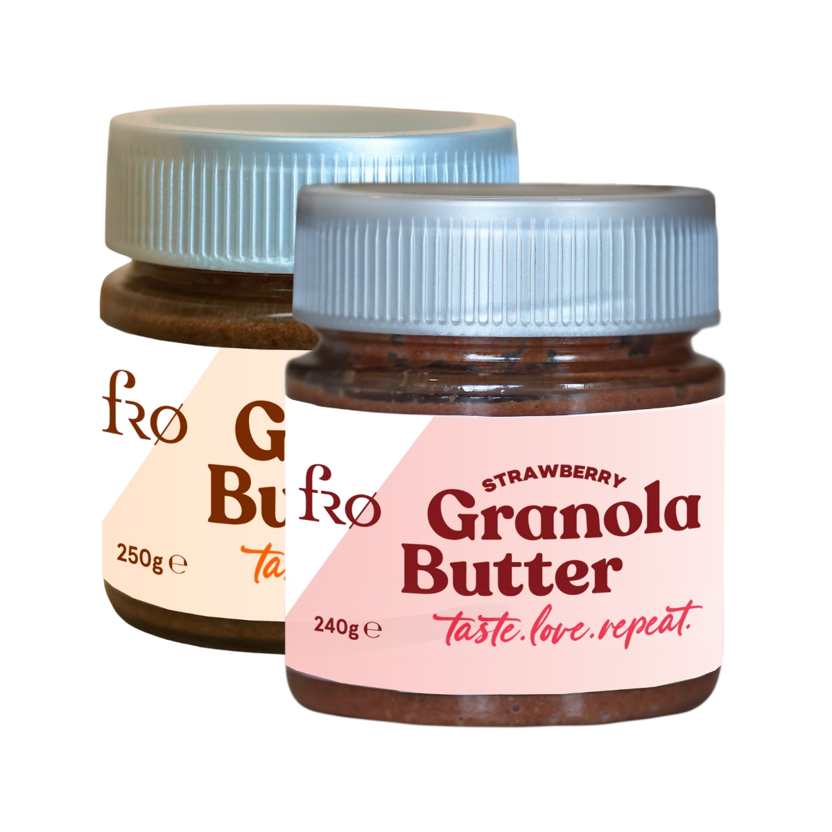 FRO%202’li%20Granola%20Butter%20Çilek%20Ve%20Cacao%20Glutensiz%20Şekersiz%20Vegan%20Sürülebilir%20Kahvaltılık%202x250gr