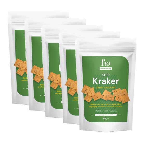 FRO 5’li Unsuz Kıtır Kraker Vegan Glutensiz Tuzlu Doyurucu Sağlıklı Katkısız Atıştırmalık 5x50gr